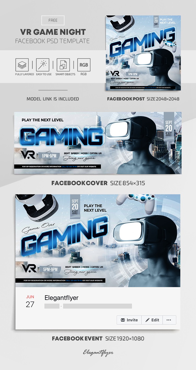 VR Game Night Facebook by ElegantFlyer