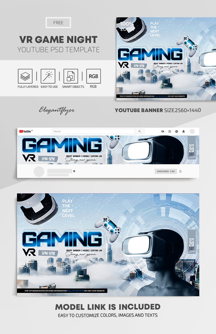Noche de juegos de realidad virtual en Youtube by ElegantFlyer