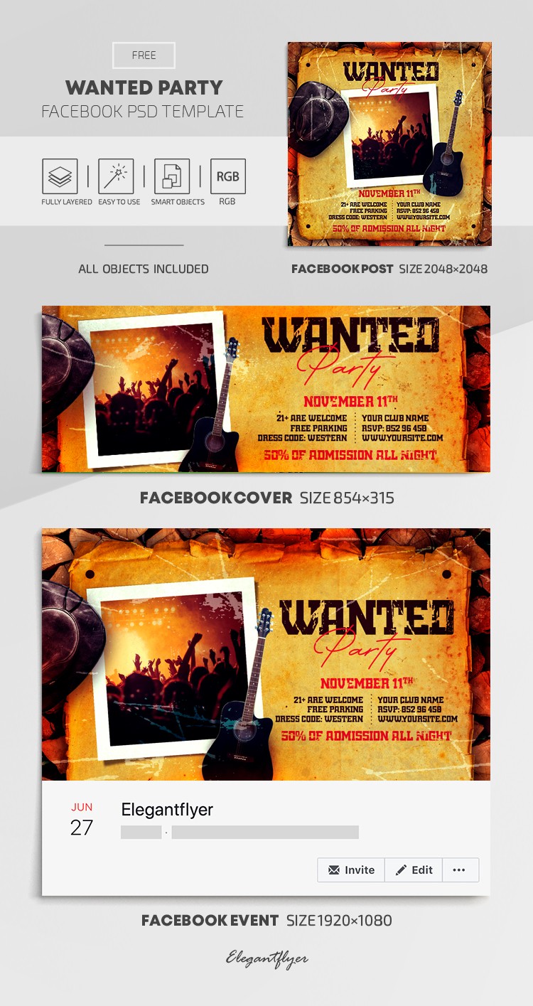 Wanted Party Facebook by ElegantFlyer