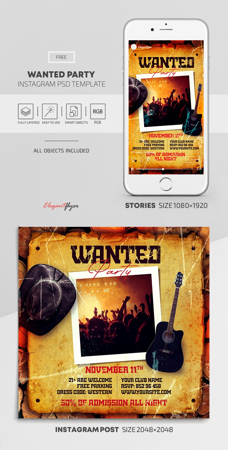 Wanted Party Instagram by ElegantFlyer