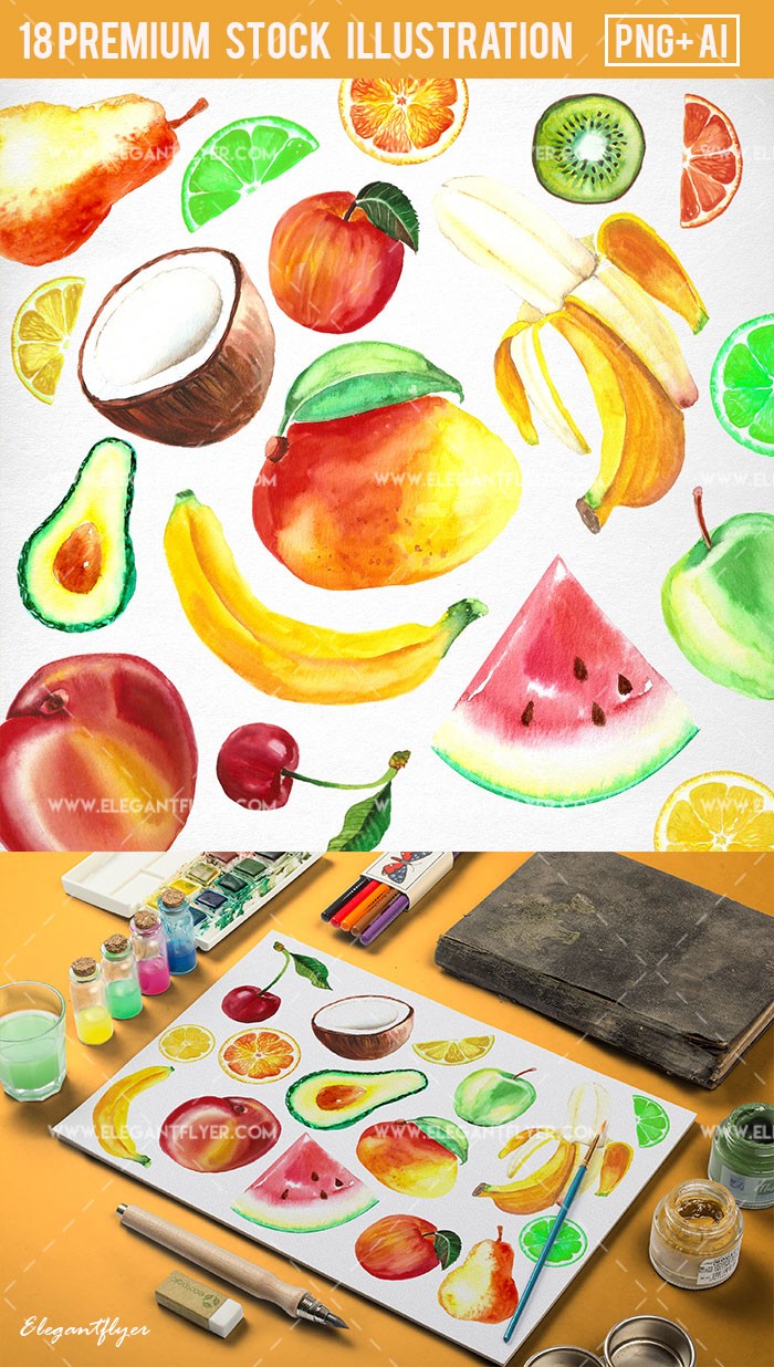 Watercolor Fruit by ElegantFlyer