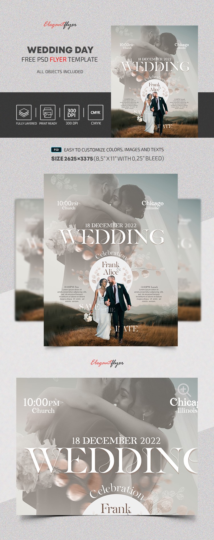 White Aesthetic Wedding Day Flyer Free Flyer Template Psd 