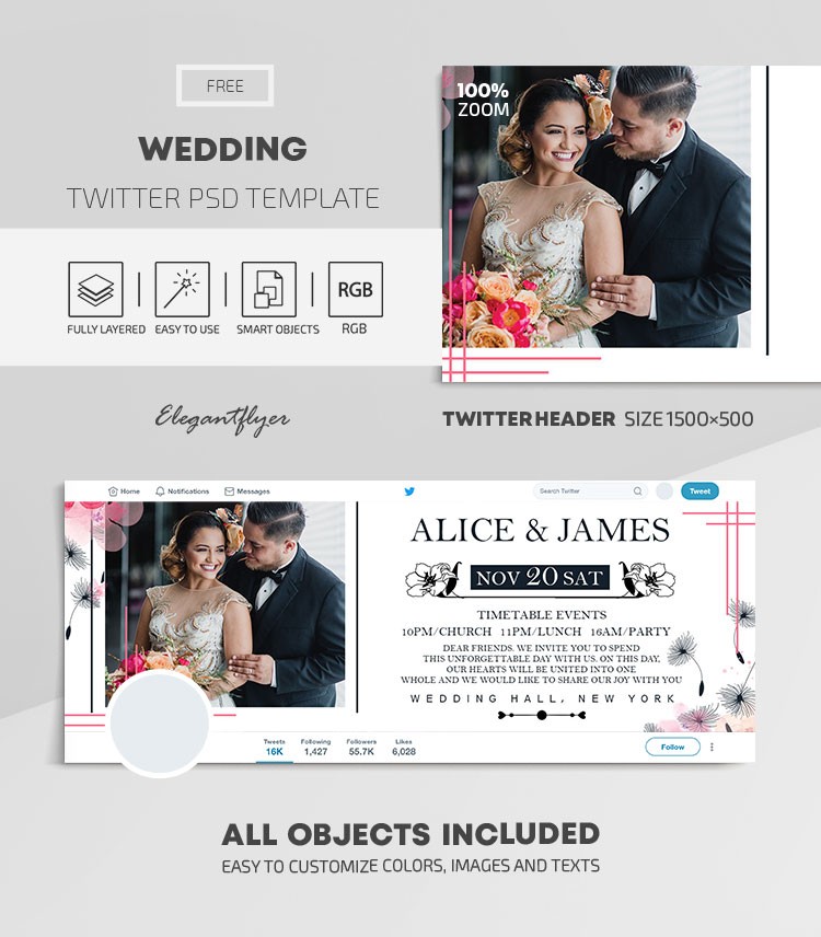 Twitter de mariage by ElegantFlyer