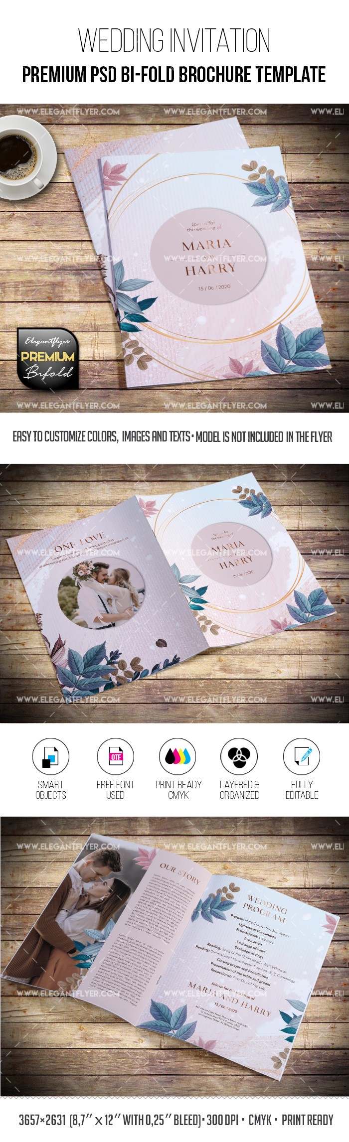 Wedding Invitation – Bi-Fold Brochure by ElegantFlyer