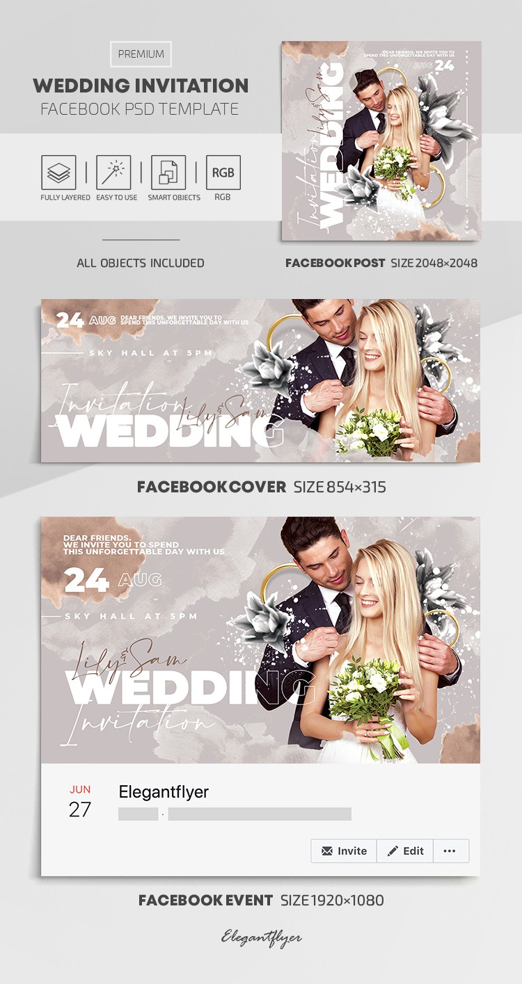 Wedding Invitation Facebook by ElegantFlyer