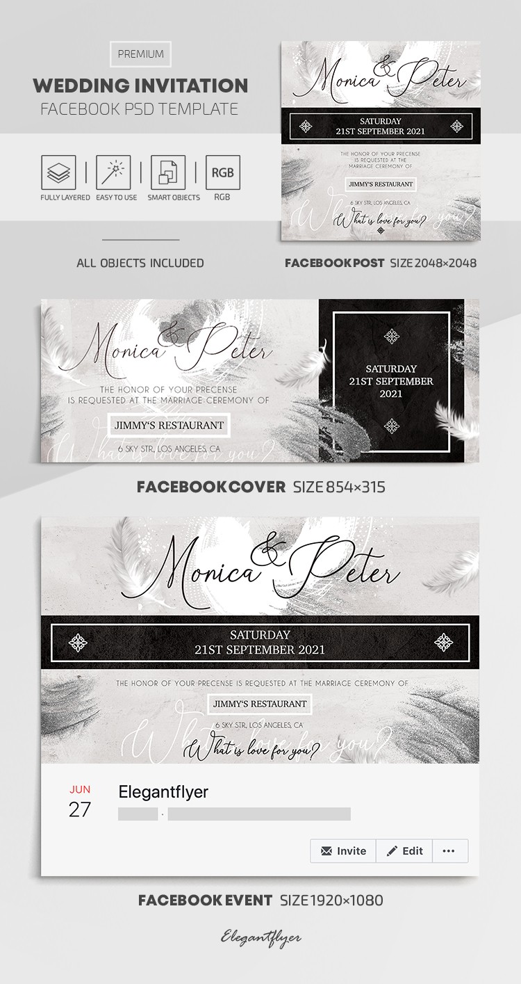 Invitación de boda en Facebook by ElegantFlyer