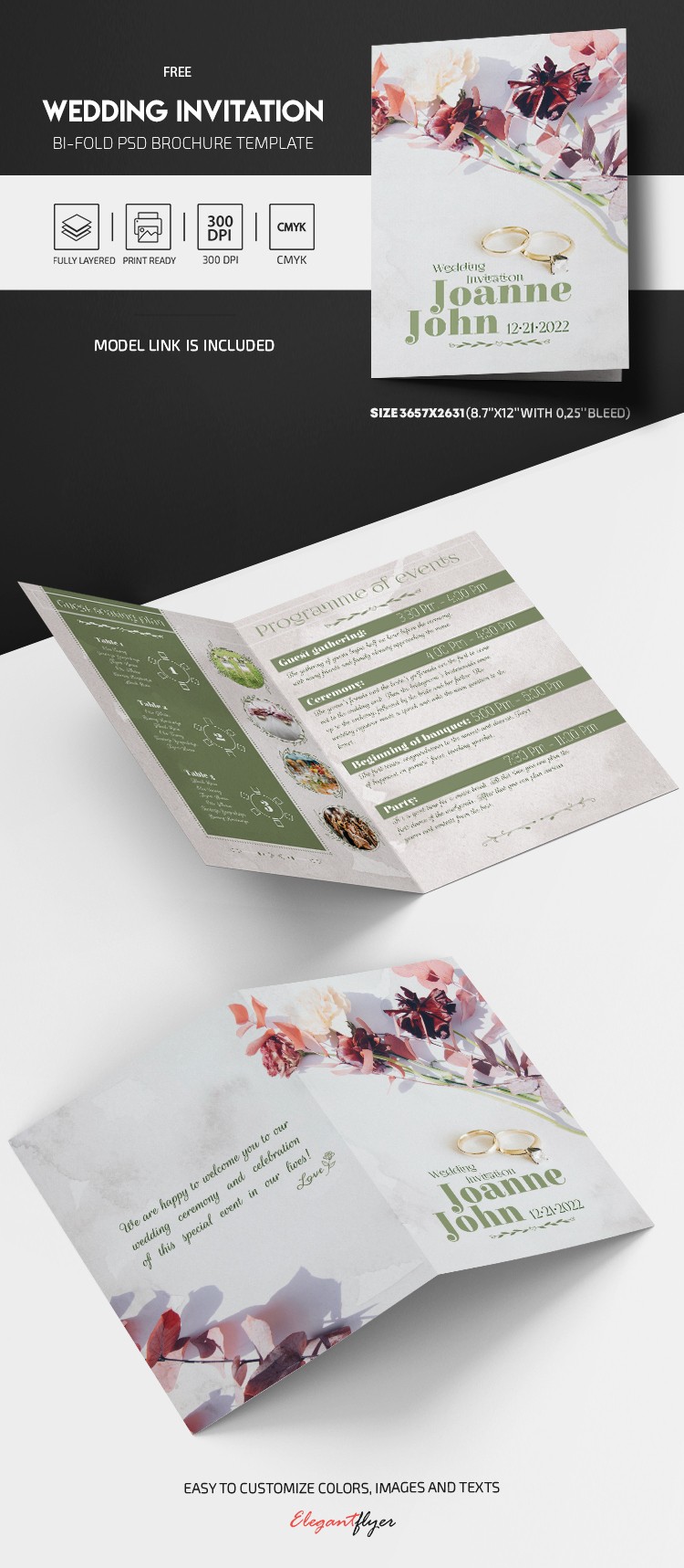 Hochzeits-Einladungsbroschüre by ElegantFlyer