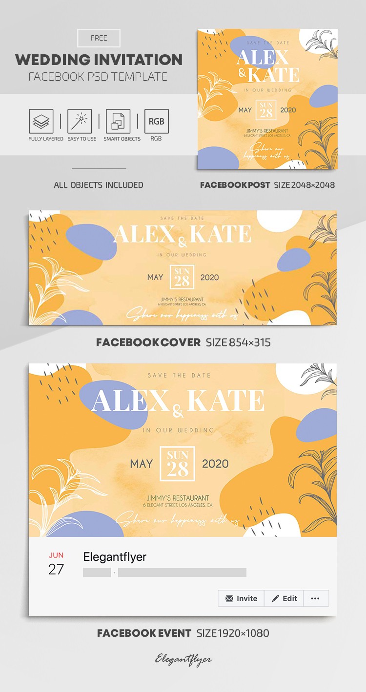 Zaproszenie na ślub na Facebooku by ElegantFlyer