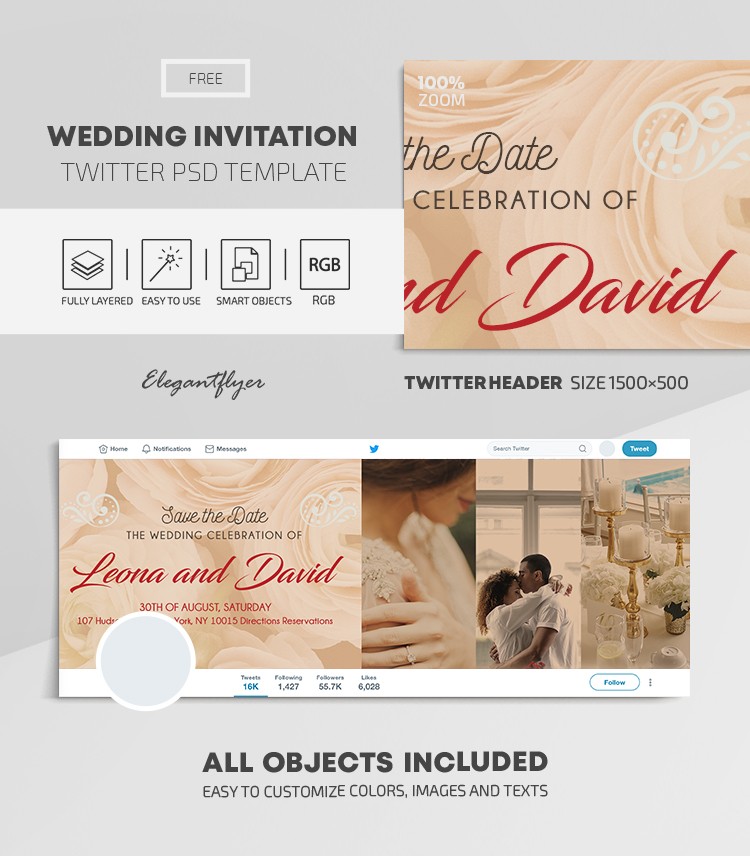 Invitación de boda en Twitter by ElegantFlyer