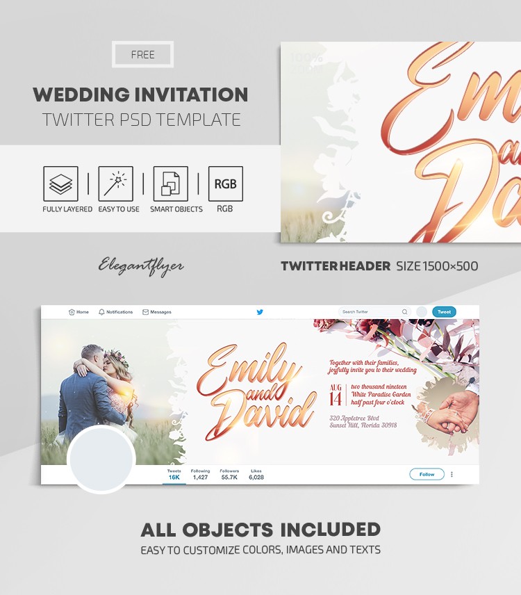 Invitación a la boda en Twitter by ElegantFlyer