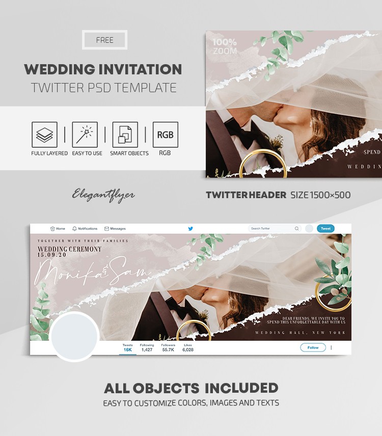 Invitation de mariage Twitter by ElegantFlyer