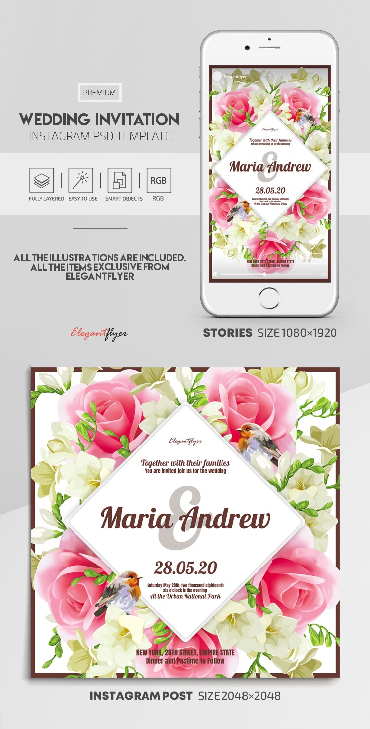 Convite de casamento no Instagram by ElegantFlyer