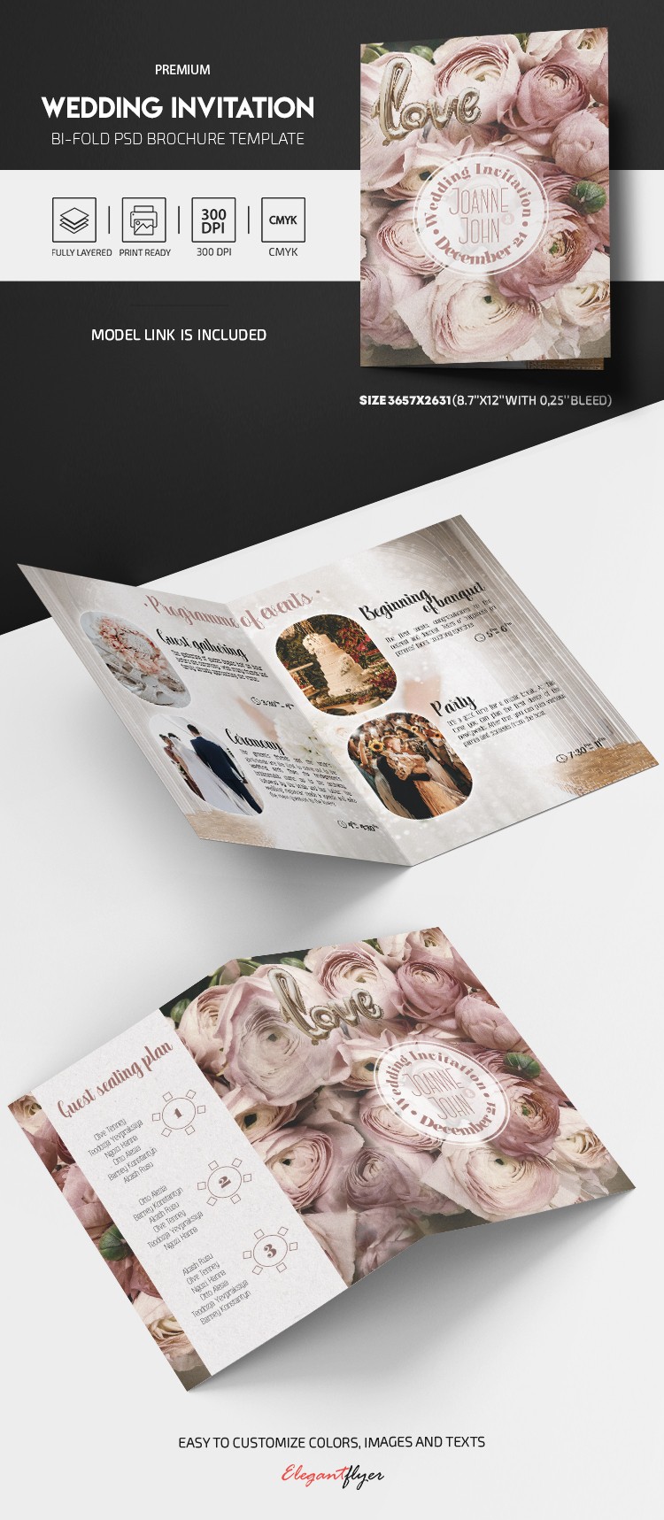 Convite de casamento em formato de brochura by ElegantFlyer