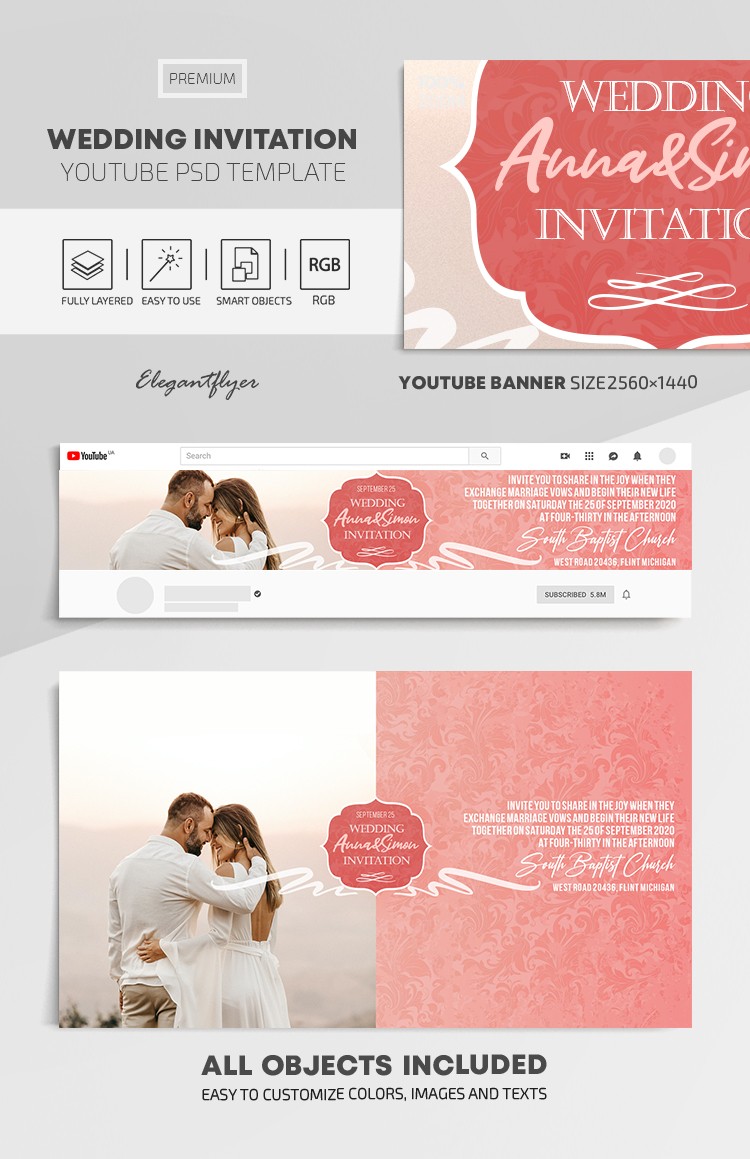Invitation de mariage Youtube by ElegantFlyer
