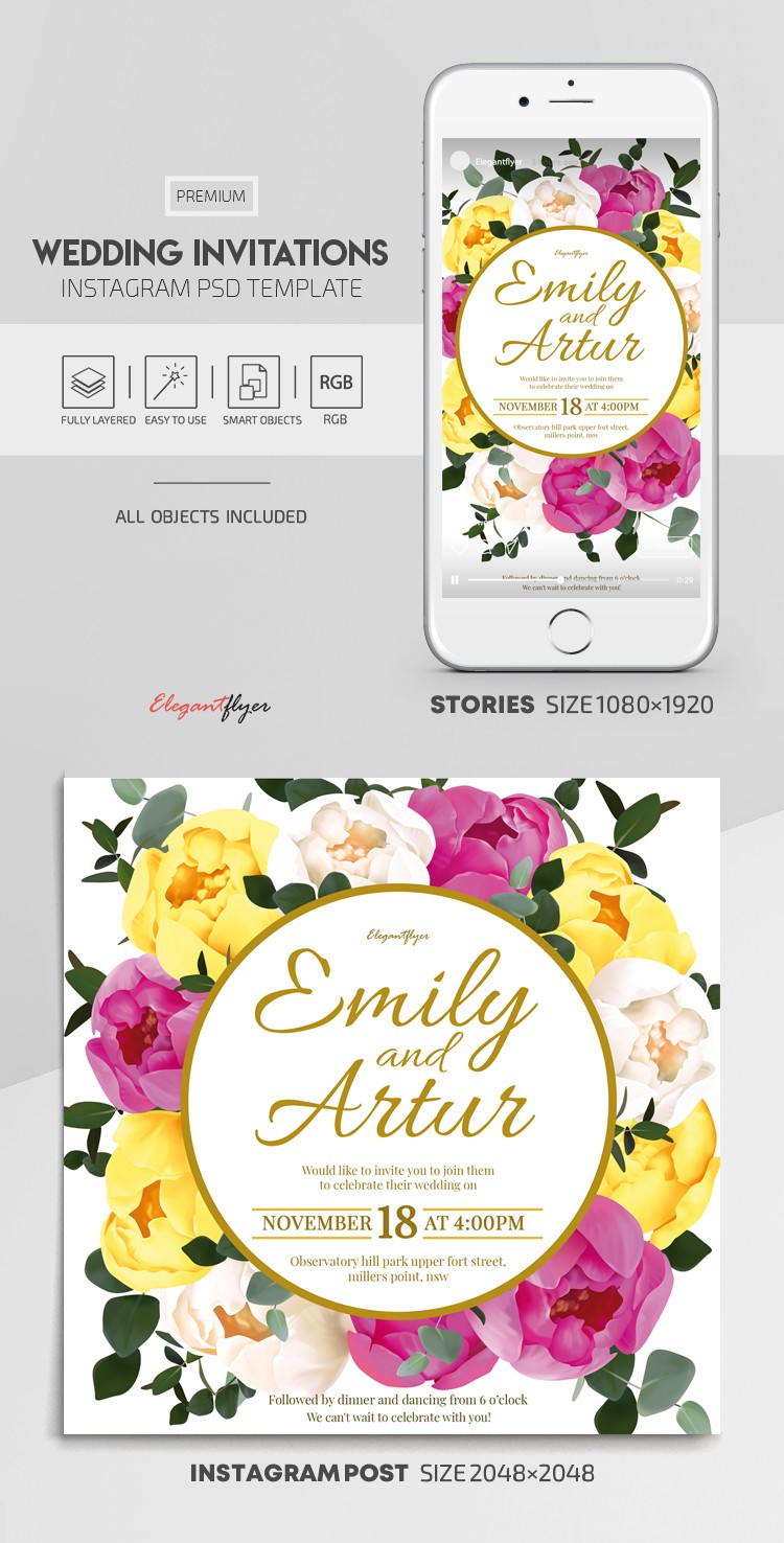 Invitations de mariage Instagram by ElegantFlyer