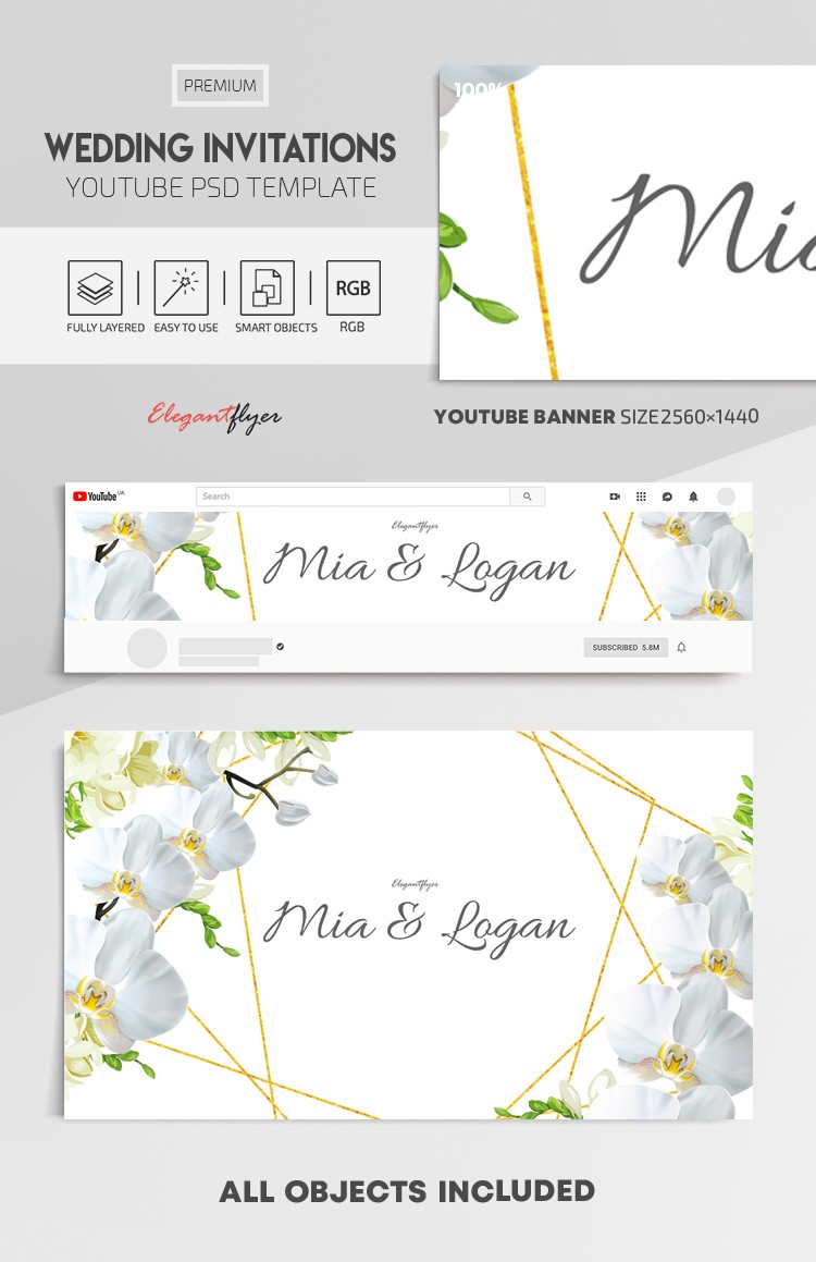 Convites de casamento Youtube by ElegantFlyer