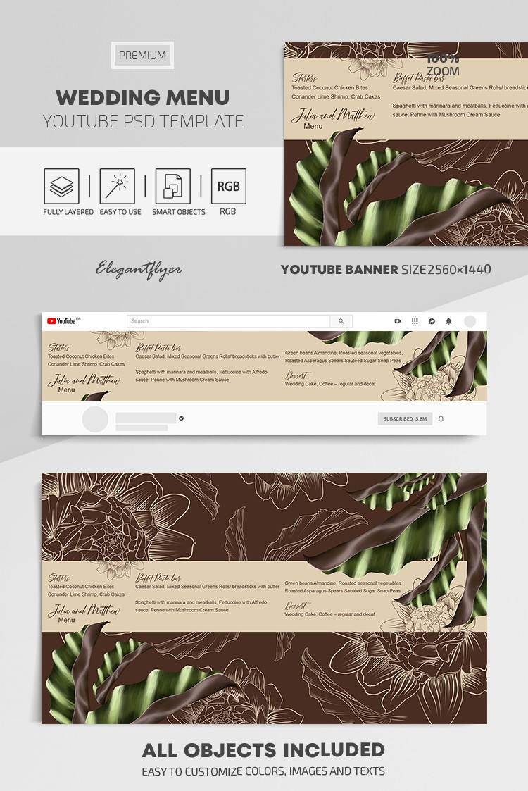 Menu weselne na YouTube by ElegantFlyer