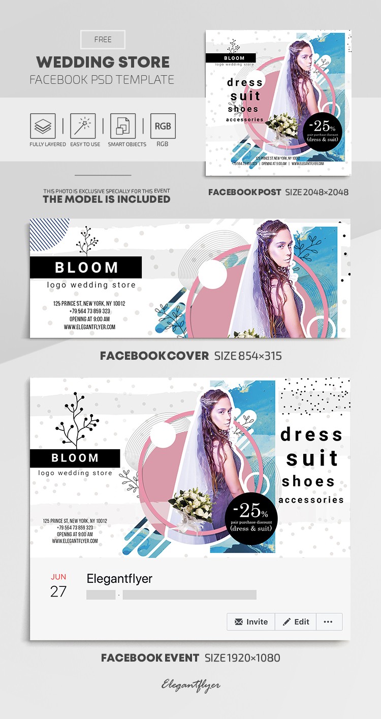 Negozio di abiti da sposa su Facebook by ElegantFlyer