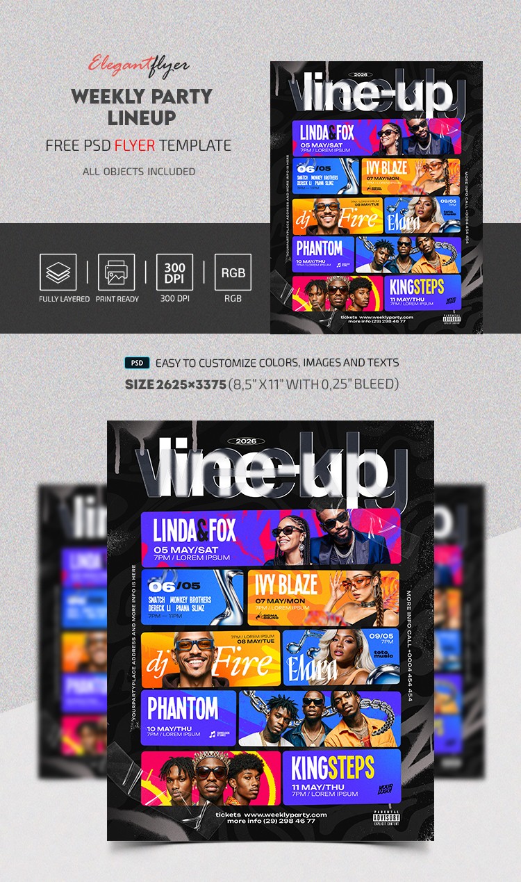 Weekly Party Lineup Flyer by ElegantFlyer
