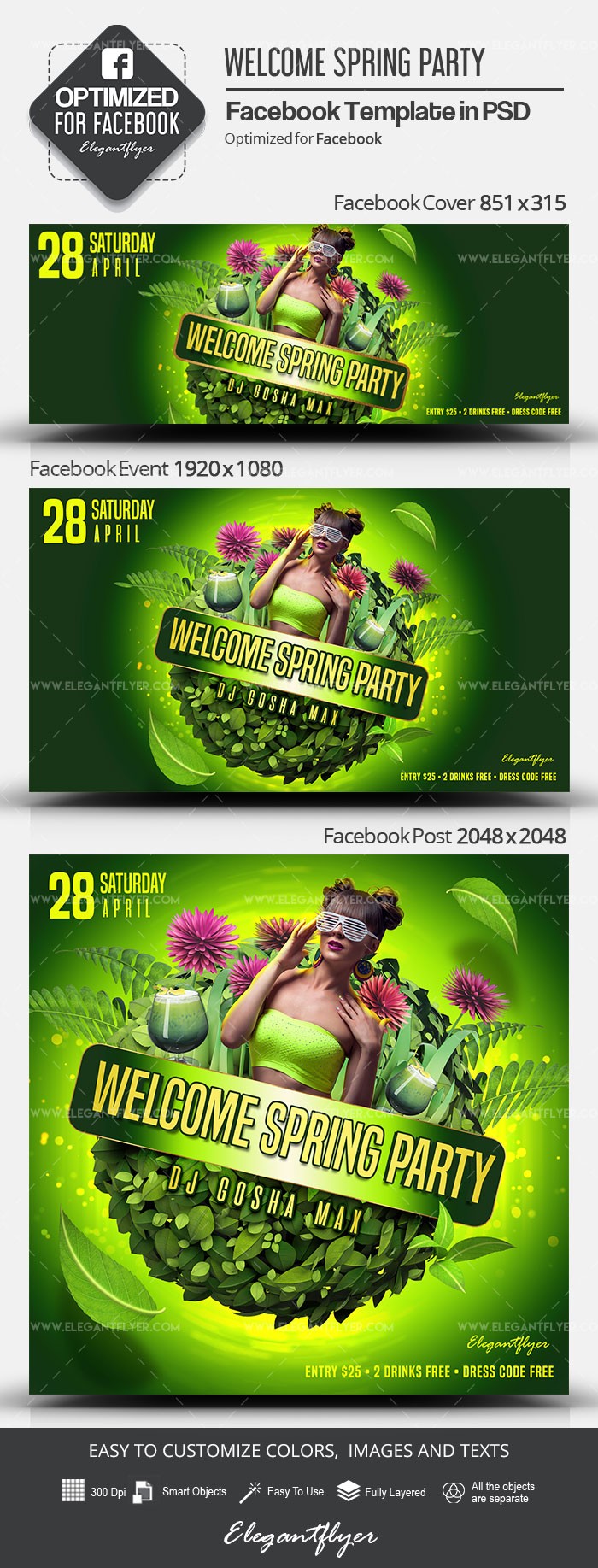 Welcome Spring Party Facebook by ElegantFlyer