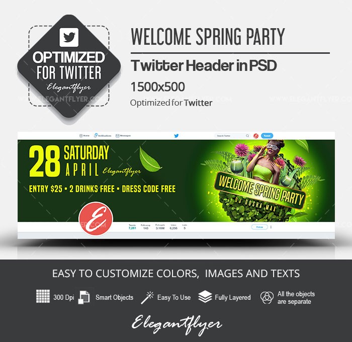 Welcome Spring Party Twitter by ElegantFlyer