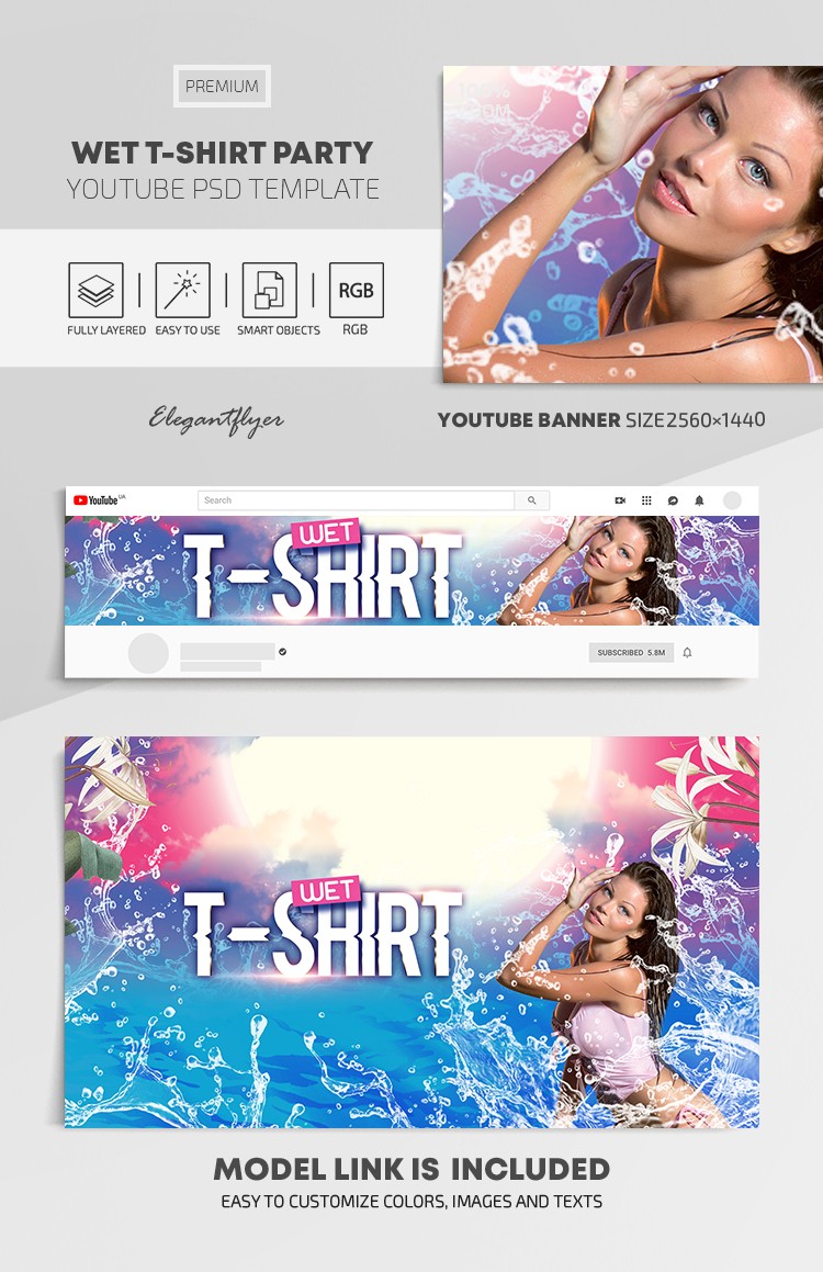 Fiesta de camiseta mojada en Youtube by ElegantFlyer