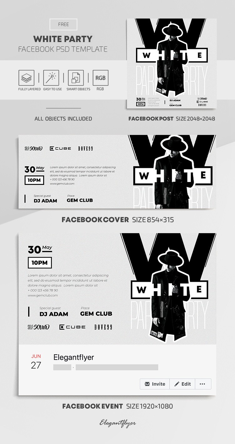 Weiße Party Facebook by ElegantFlyer