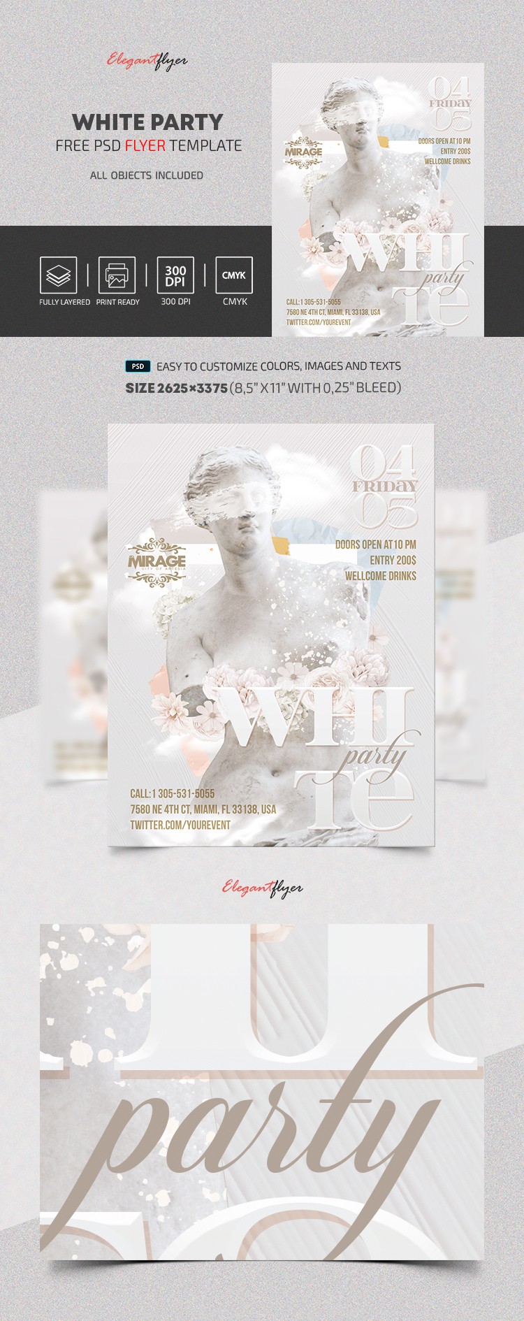 Elegant White Party Flyer by ElegantFlyer