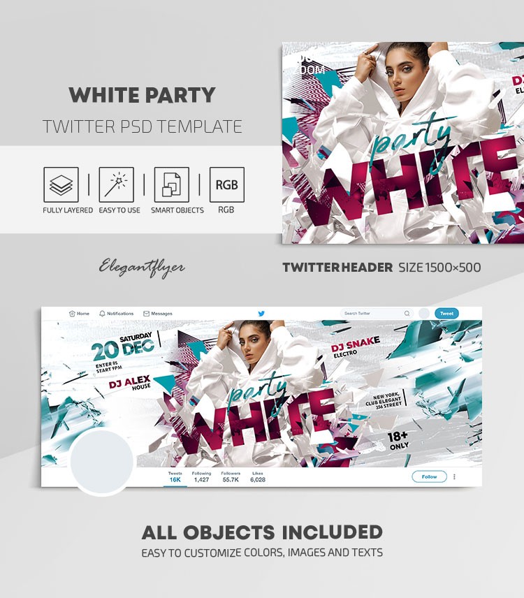 Twitter de la White Party by ElegantFlyer