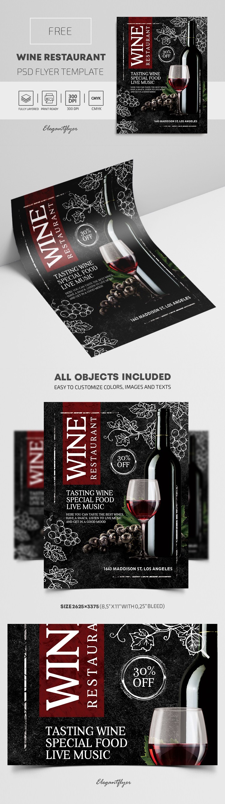 Flyer do Restaurante de Vinhos by ElegantFlyer