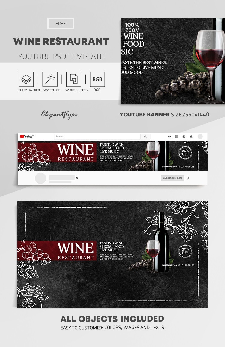 Restaurante de vinos en Youtube by ElegantFlyer