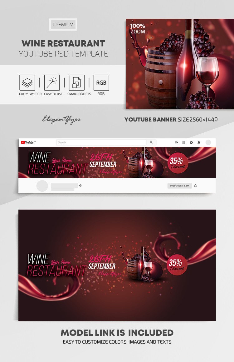 Restaurante de vinos Youtube by ElegantFlyer