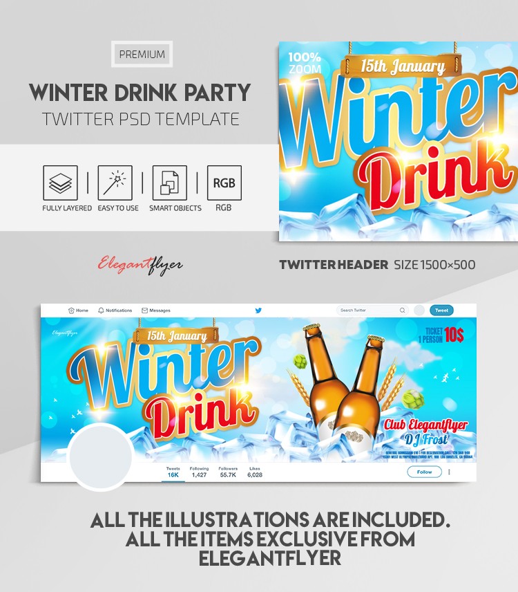 Fête de boissons d'hiver sur Twitter by ElegantFlyer