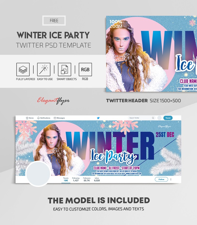 Winter Ice Party Twitter by ElegantFlyer