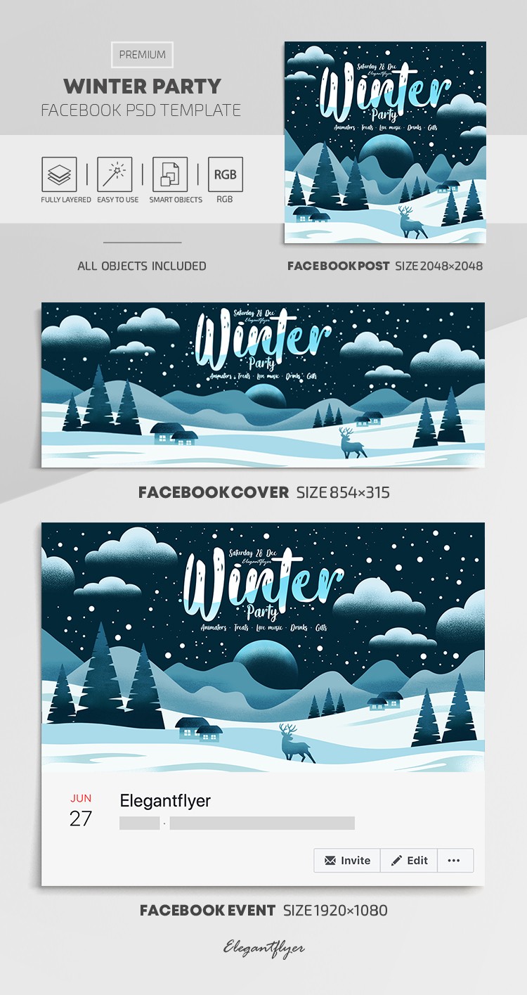 Fête d'hiver Facebook by ElegantFlyer