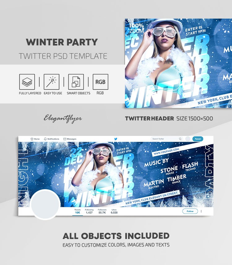 Winter Party Twitter by ElegantFlyer