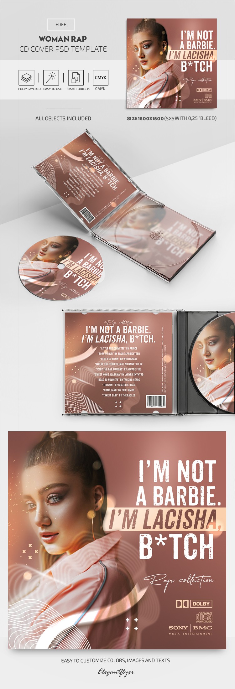 Portada de CD de rap de mujer by ElegantFlyer