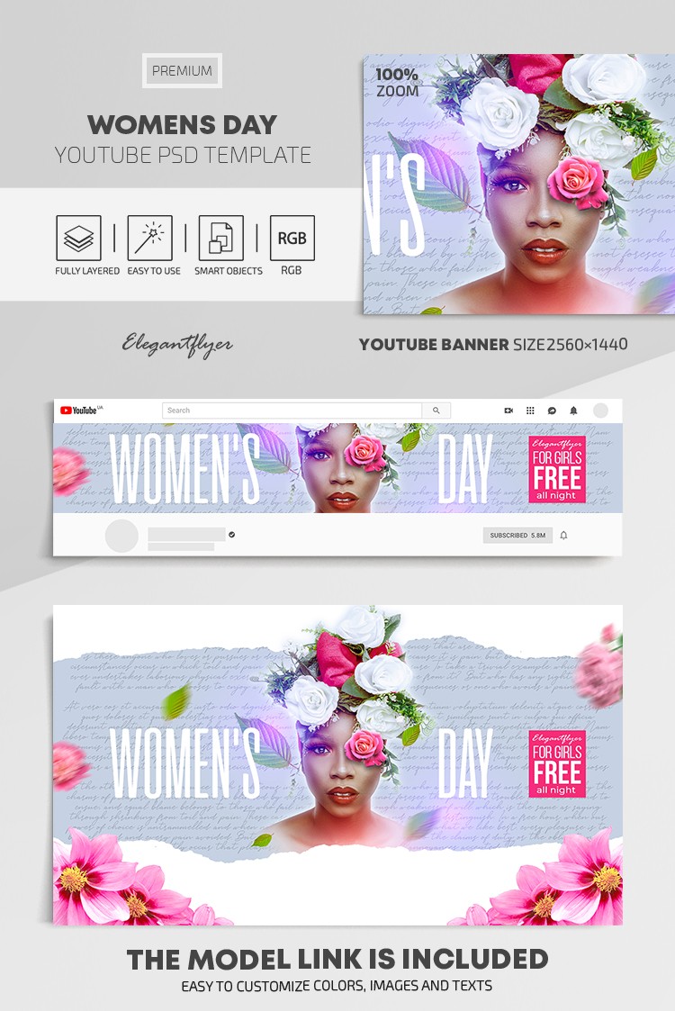 Dia Internacional da Mulher Youtube by ElegantFlyer