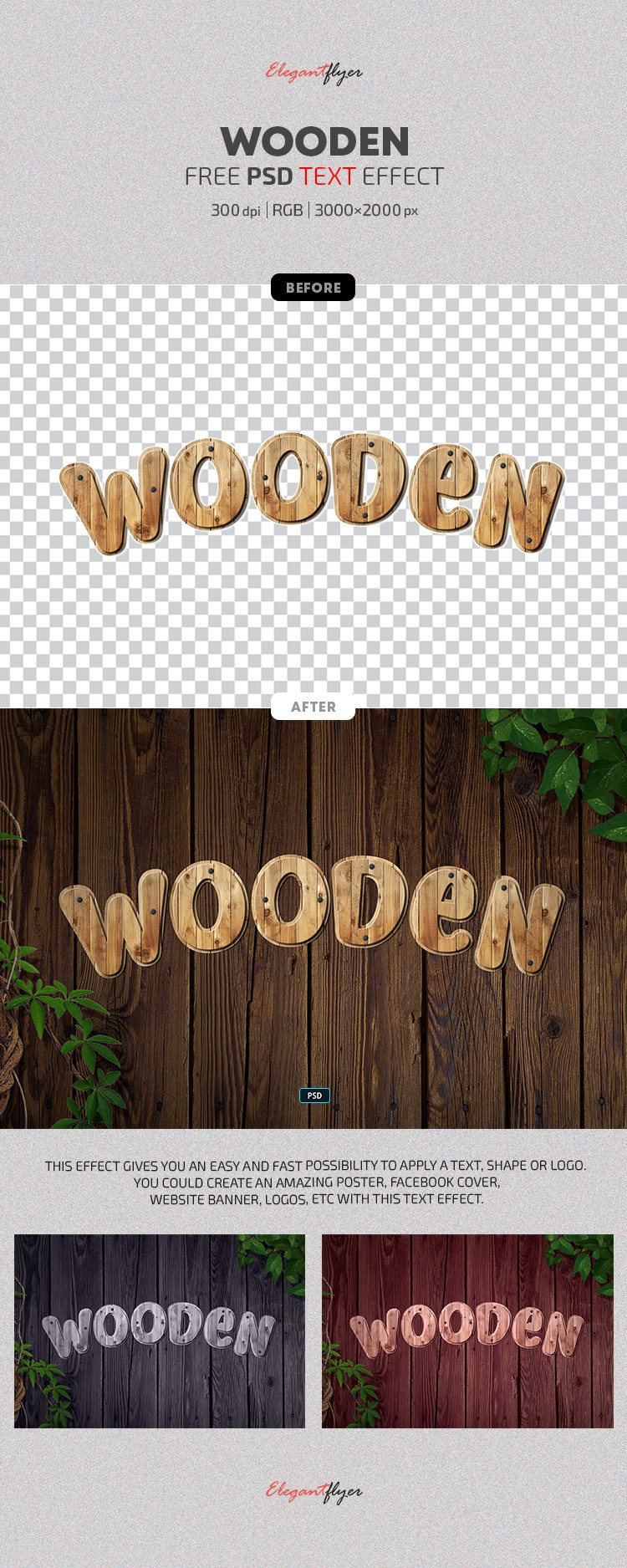 Wooden Text Effect by ElegantFlyer