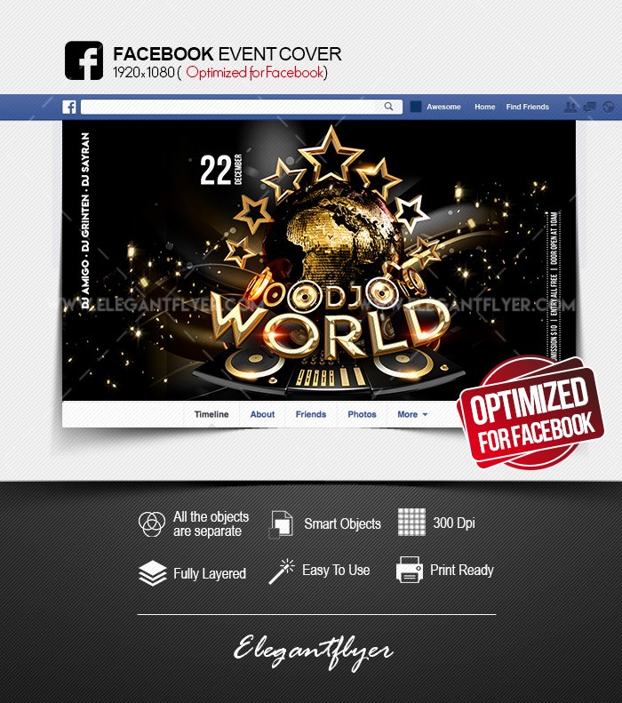 World DJs Facebook Cover by ElegantFlyer
