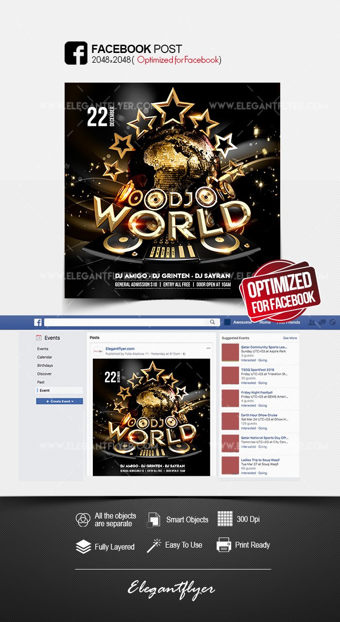 World DJs Facebook by ElegantFlyer