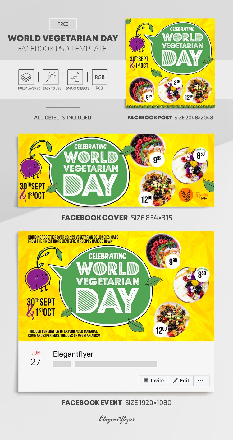 Jour Mondial du Végétarisme Facebook by ElegantFlyer