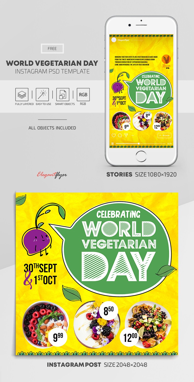 Journée Mondiale du Végétarisme Instagram by ElegantFlyer