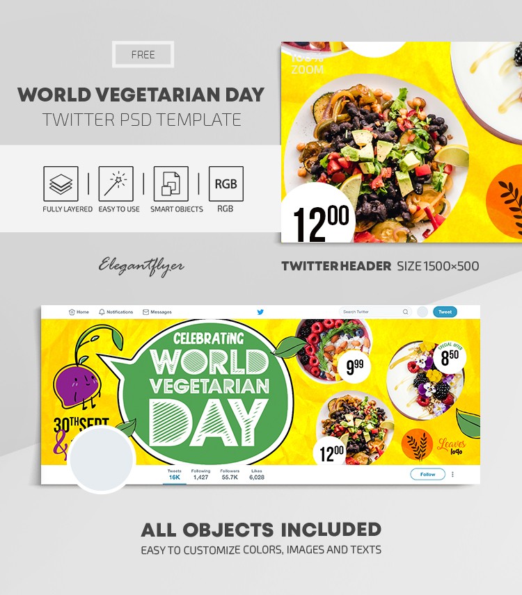 Día Mundial del Vegetarianismo en Twitter by ElegantFlyer