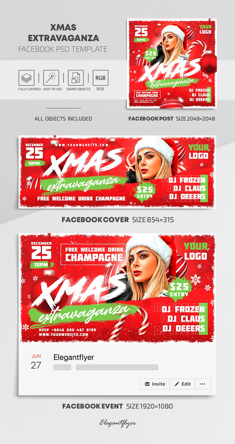 Xmas Extravaganza Facebook (Extravagância de Natal no Facebook) by ElegantFlyer