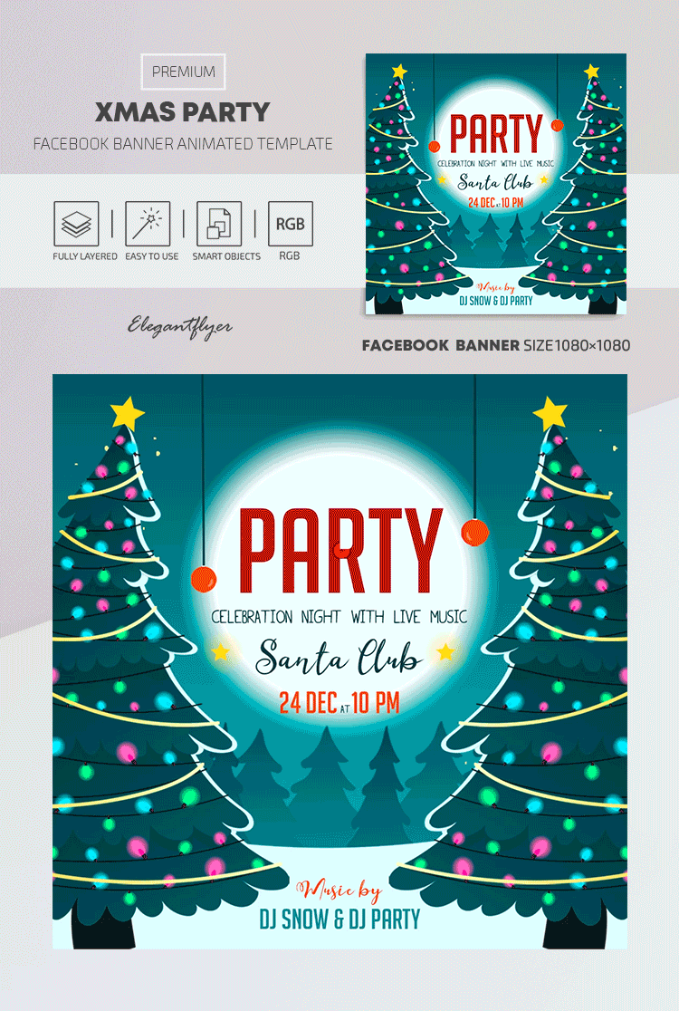 XMAS Party - Animated Facebook Post - 10025392 | by ElegantFlyer