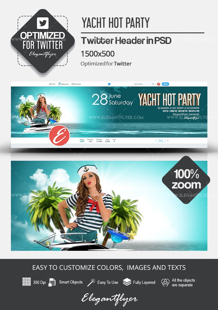 Yacht Hot Party Twitter by ElegantFlyer