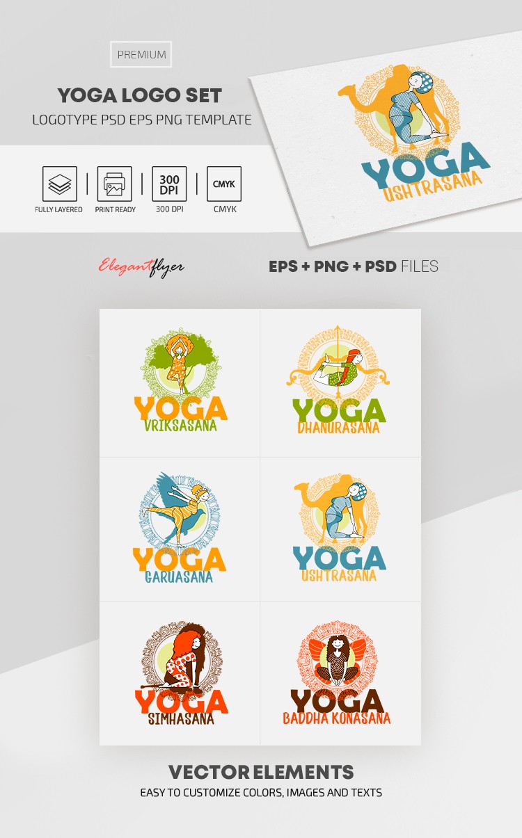 Ensemble de logos de yoga by ElegantFlyer