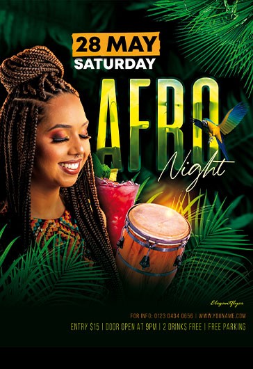 Afro Night Flyer - Afrykańska plakietka nocna - Zielony