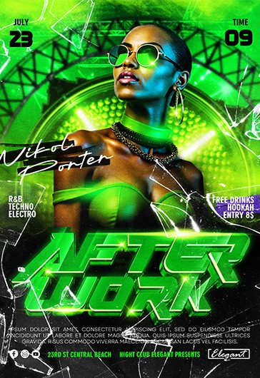 Green Glow After Work Party Premium - After Work Party Flyer 170874